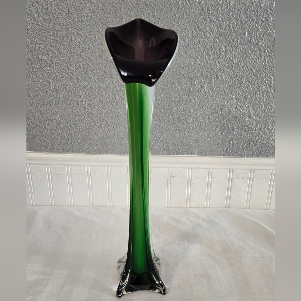Blown Glass Calla Lily Vase - Purple, Green, And White